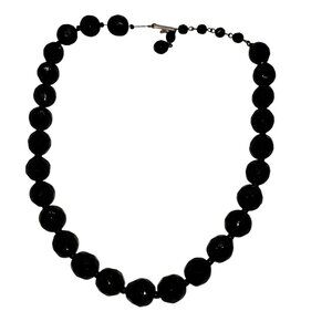 Vintage Hobe black faceted beaded necklace